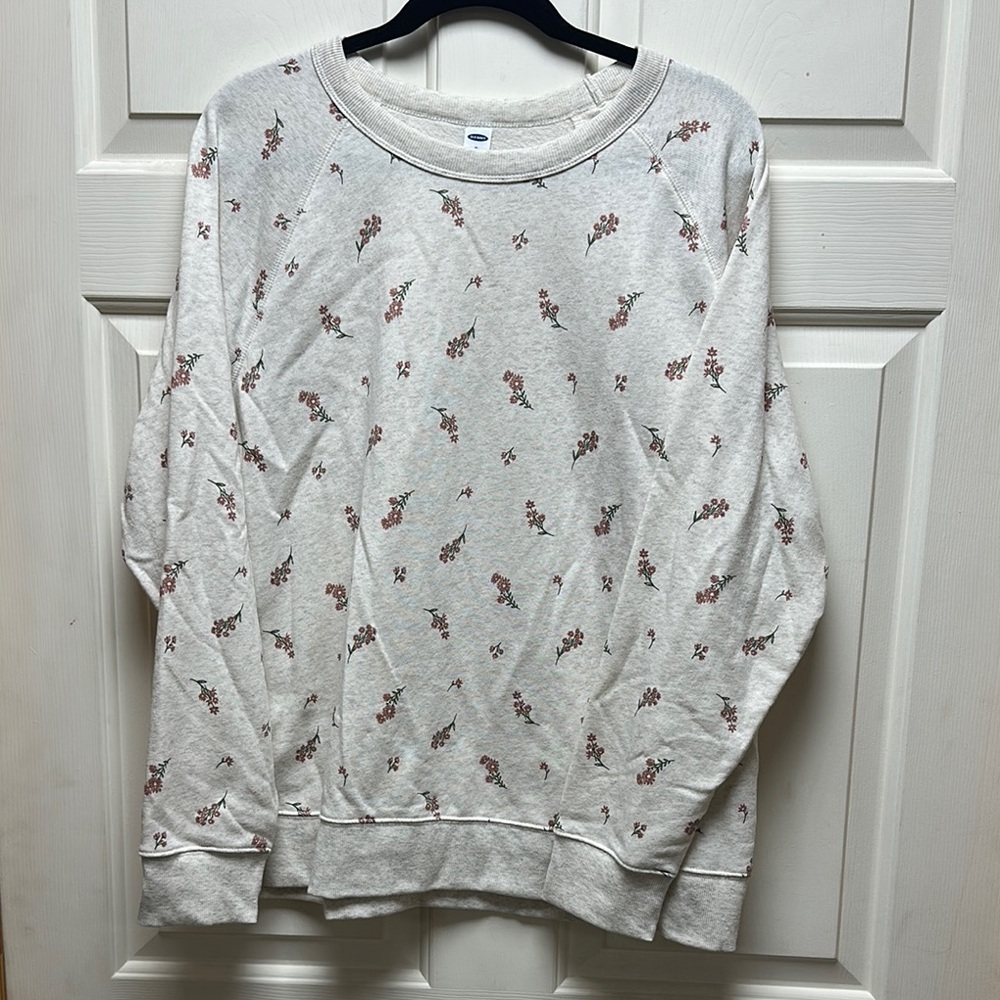 Old Navy Cream Floral Crew Neck Sweater